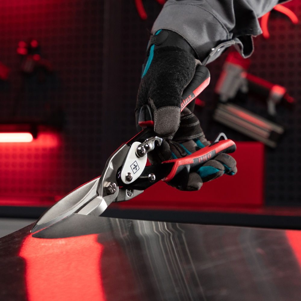 Ножницы по металлу, удлиненные, 290 мм, прямой рез, CrMo, двухкомпонентные обрезиненные рукоятки, PRO Matrix (78328)