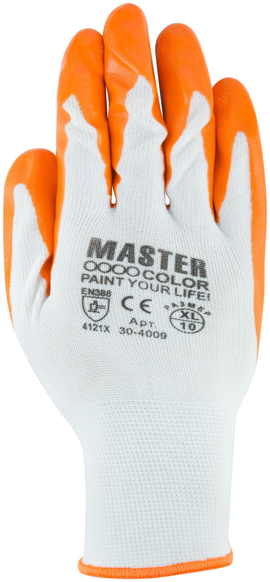 Перчатки белые, полиэстер с обливкой из нитрила (кислото-щелочно стойкие; водоотталкивающие), р-р ХL/10 (30-4009)