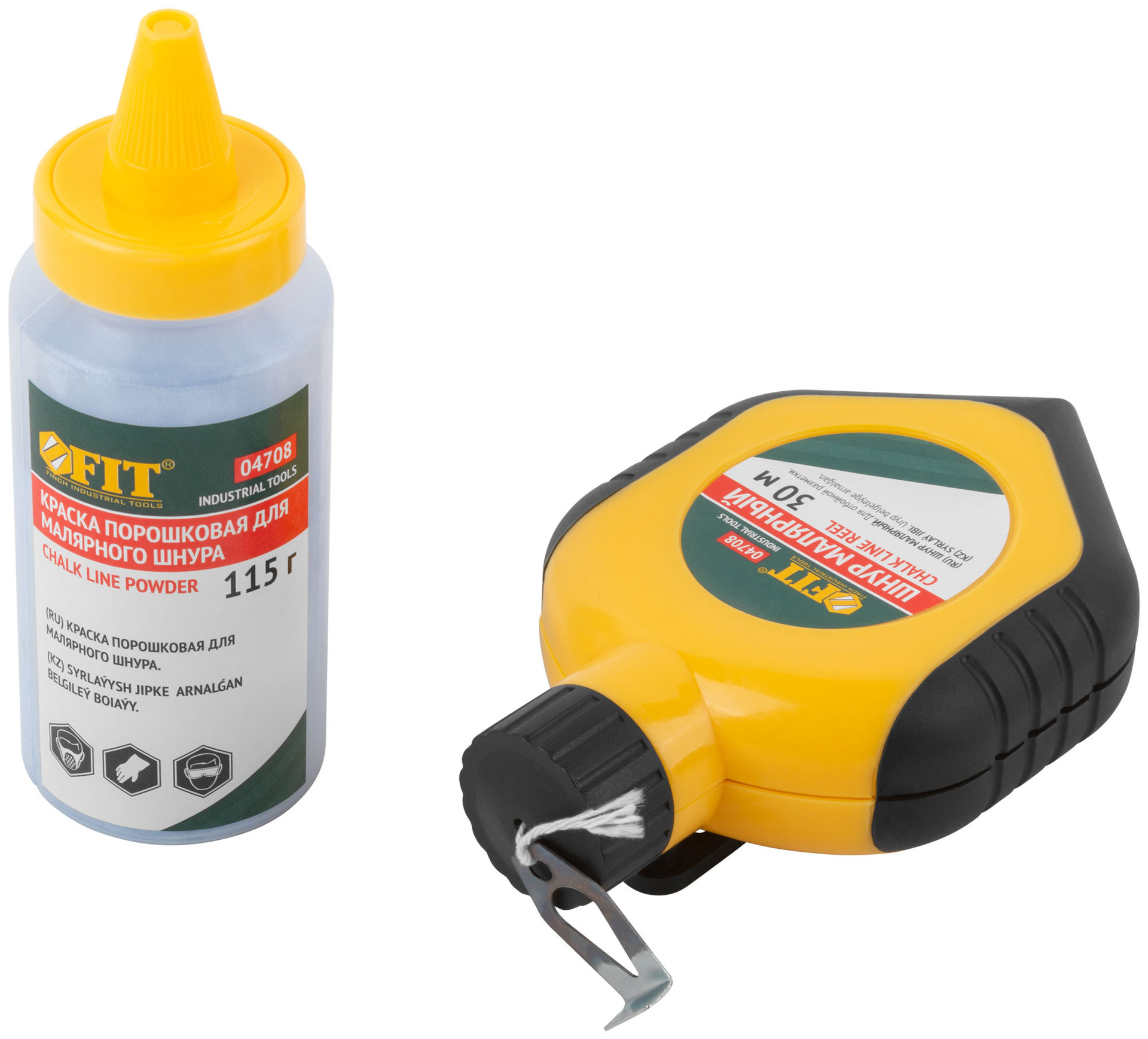 Шнур малярный отбойный, ABS пластиковый прорезиненный корпус 30 м + краска разметочная 115 гр. (04708)
