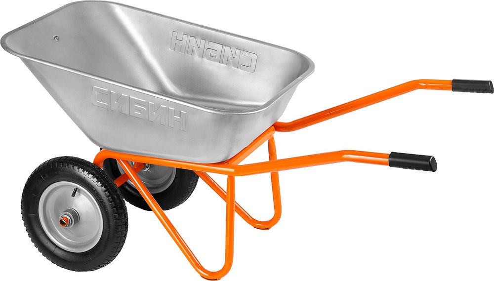 Строительная тачка двухколесная 110 л 200 кг пневматические колеса СИБИН СТ-22 39905_z01