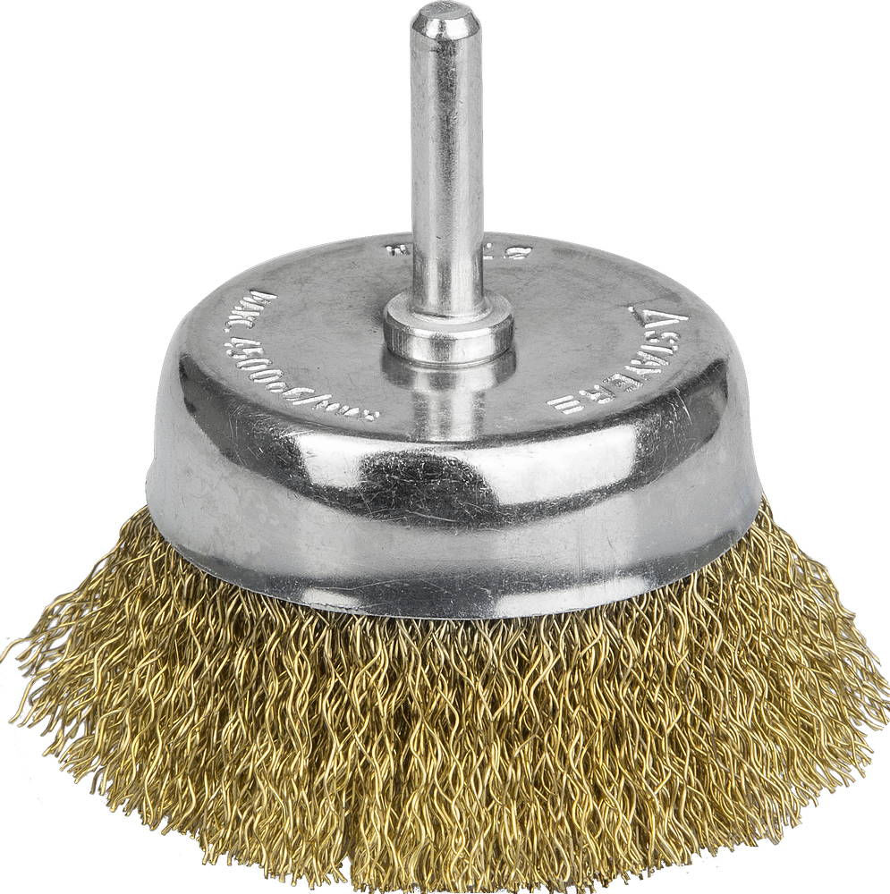 Щетка чашечная для дрели 75 мм, витая латунированная стальная проволока, 0.3 мм STAYER Professional 35117-075_z01