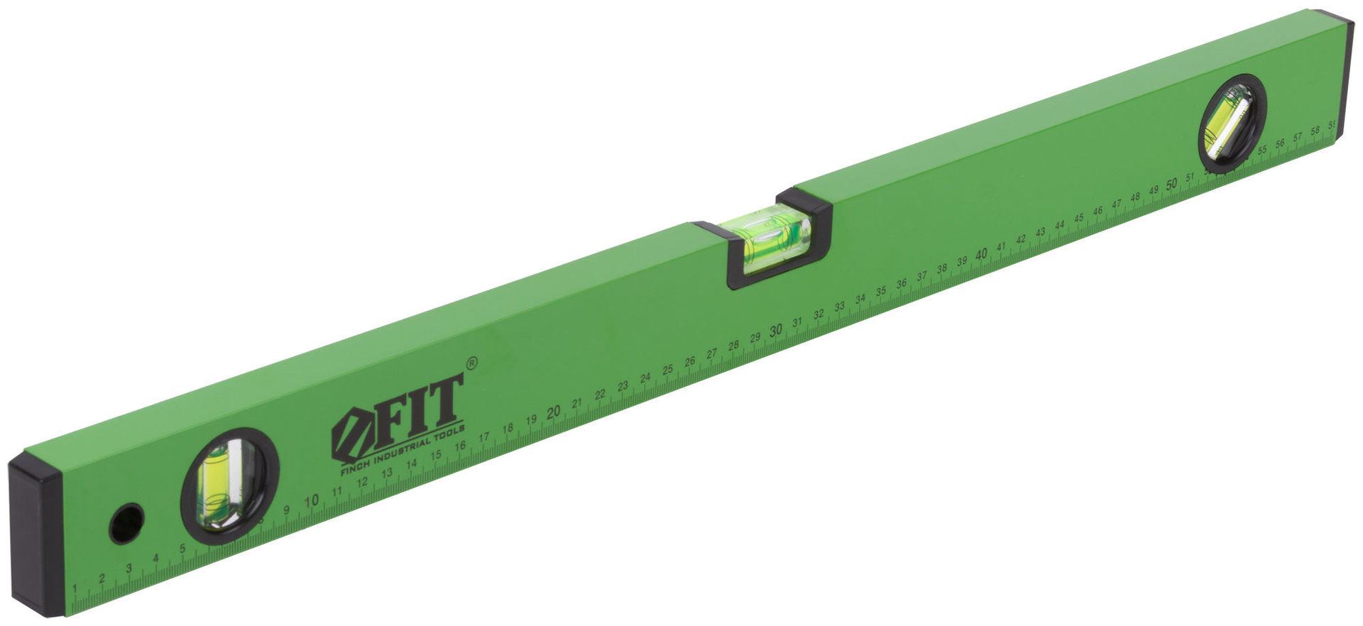 Уровень Техно, 3 глазка, зеленый корпус, фрезерованная рабочая грань, шкала 600 мм (18116)