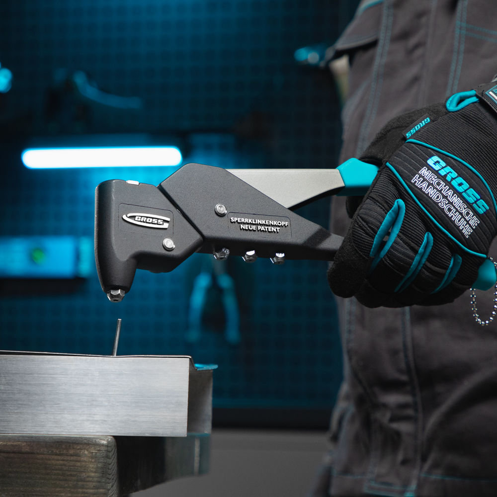 Заклепочник литой, усиленный, поворотный 0-360 град, заклепки 2.4-4.8 мм Gross (40405)