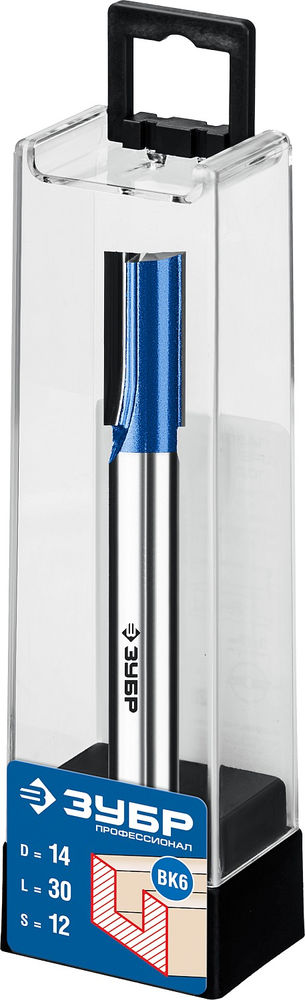 Фреза пазовая прямая 14?30 мм с нижними подрезателями хвостовик 12 мм ЗУБР Профессионал 28755-14-30