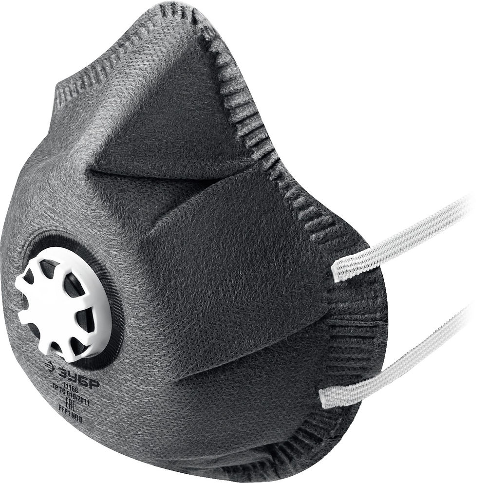 Полумаска фильтрующая ФГ-80 коническая, с угольным слоем, класс защиты FFP1, с клапаном выдоха ЗУБР 11168