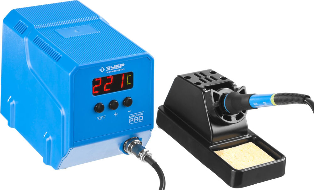 Паяльная станция низкотемпературная цифровая 60 Вт, 50-480°C, керамический нагреватель Профессионал ЗУБР ПСН-60 55336