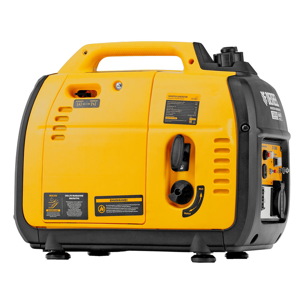 Генератор инверторный GT-1200iS, 1.2 кВт, 230 В, бак 2.4 л, закрытый корпус, ручной старт Denzel (94701)