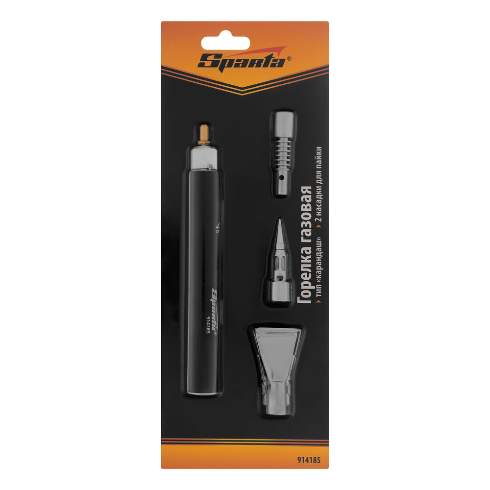 Горелка газовая, тип Карандаш + 2 насадки для пайки, 200 мм Sparta (914185)