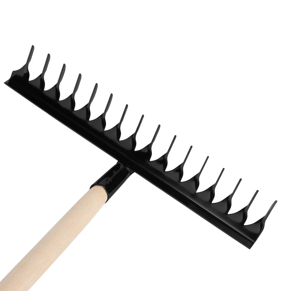 Грабли стальные, 420х1300 мм, 16 витых зубьев, деревянный черенок, Сибртех (61763)