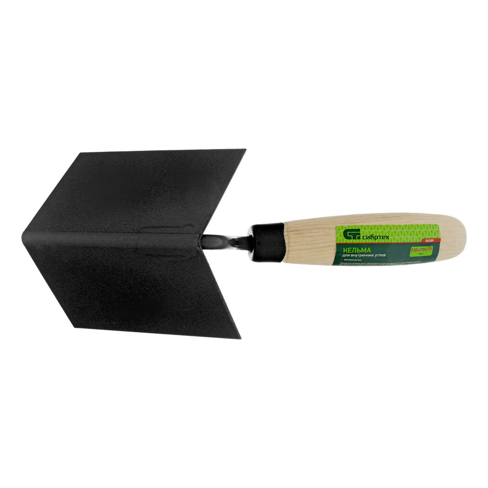 Кельма угловая, 110 х 75 х 75 мм, стальная, для внутренних углов, буковая ручка Сибртех (86309)