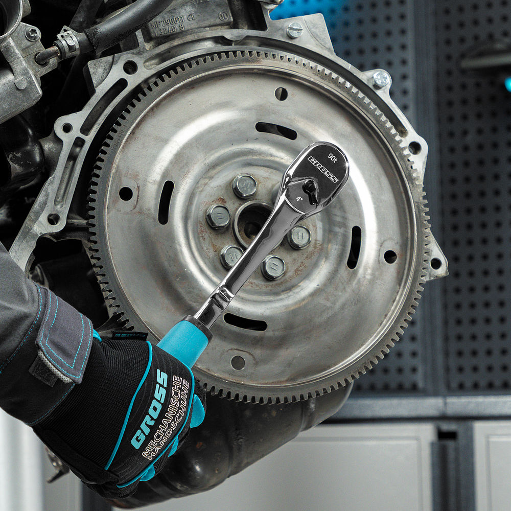 Ключ-трещотка 1/2, CrV, 90 зубьев, усиленный, хром Gross