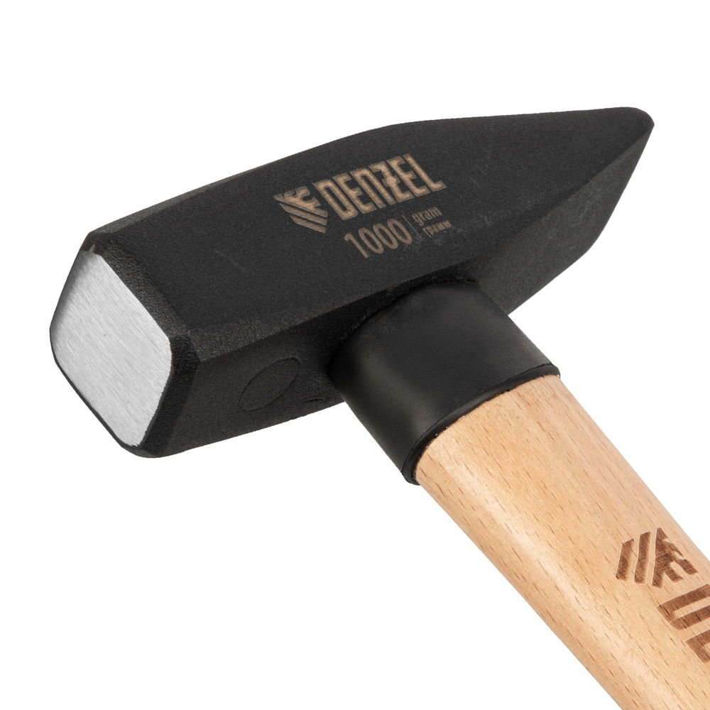 Молоток слесарный, 1000 г, кованый квадратный боек, буковая рукоятка Denzel (10437)