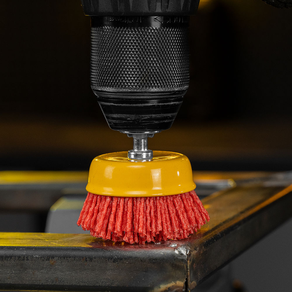 Щетка для дрели, 65 мм, Чашка, со шпилькой, нейлоновая щетина Denzel (74435)