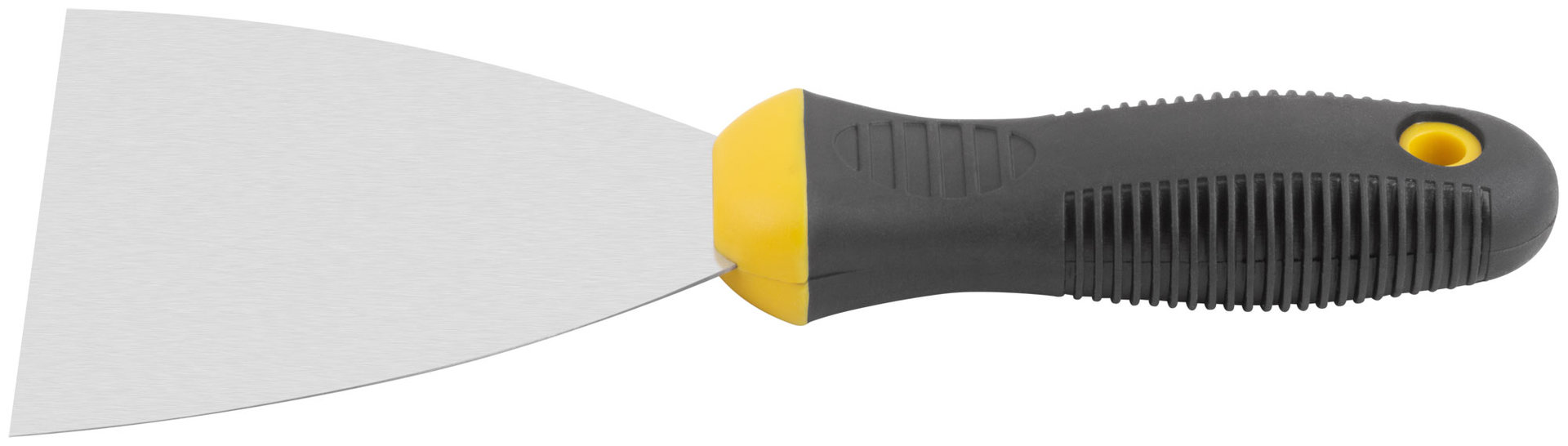 Шпатель, нерж.сталь, черно-желтая прорезин.ручка 4 (100 мм) (06686)