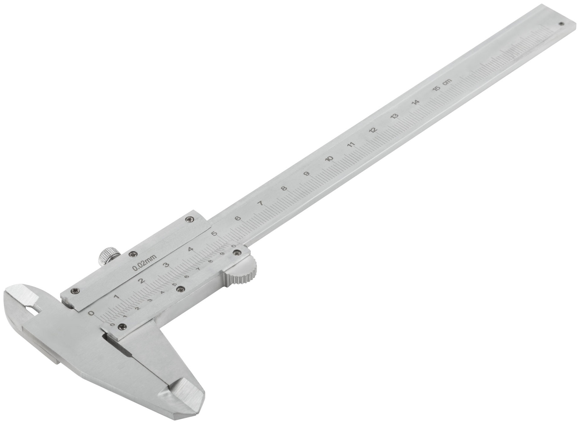 Штангенциркуль металлический хромированный 150 мм/ 0,02 мм ( пластиковый кейс ) (19840)