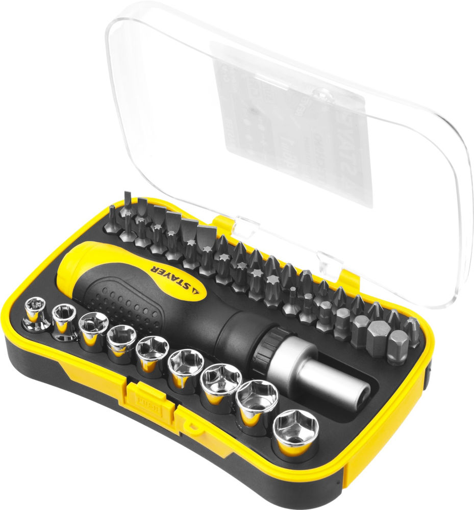 Отвертка реверсивная с насадками 46 предм. Compact-46 STAYER 25084-H46