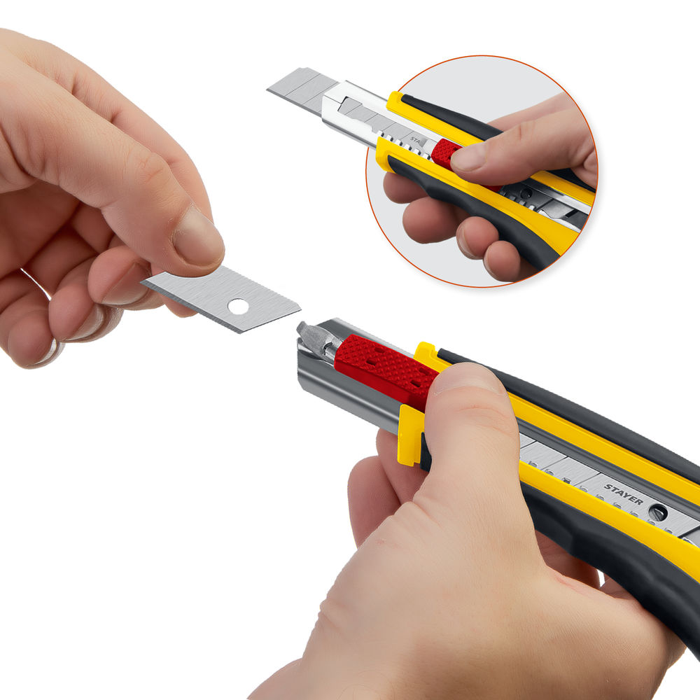 Нож 18 мм с автозаменой и автостопом с доп. фиксатором HERCULES-18 Professional STAYER 09165