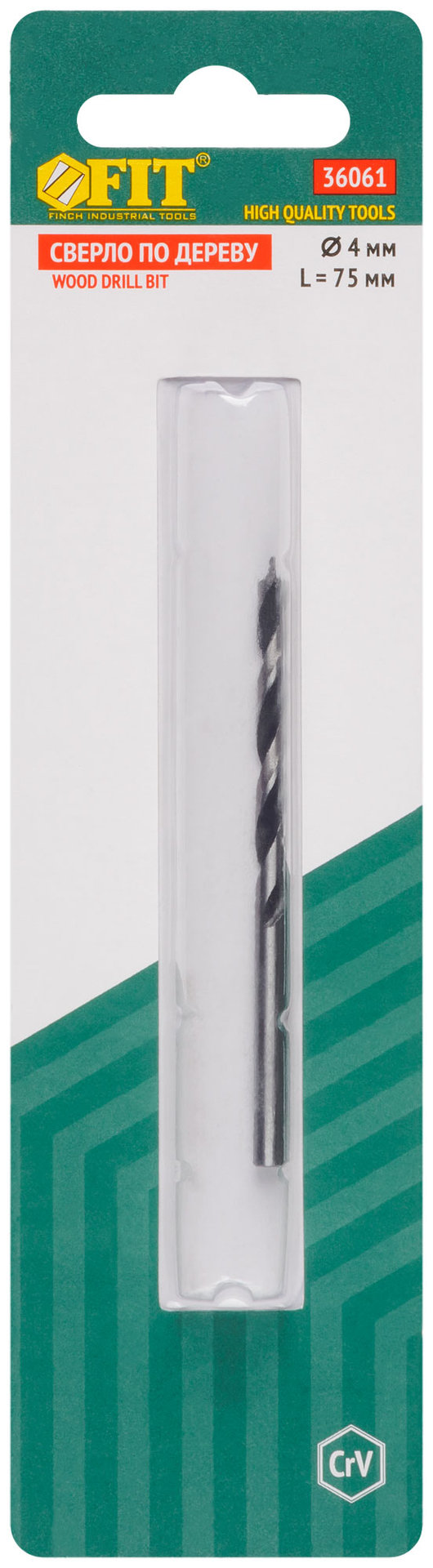 Сверло по дереву, CrV Профи 4 мм (36061)