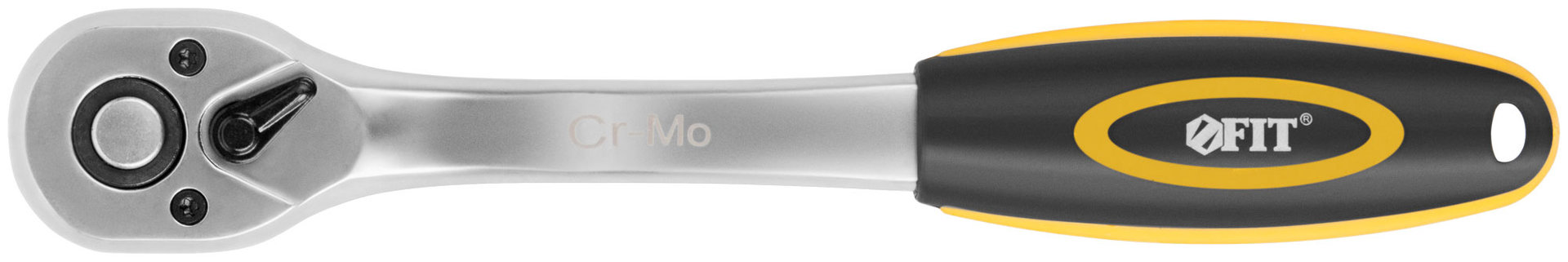 Вороток (трещотка) CrV, черно-желтая прорезиненная ручка, Профи 3/8, 72 зубца