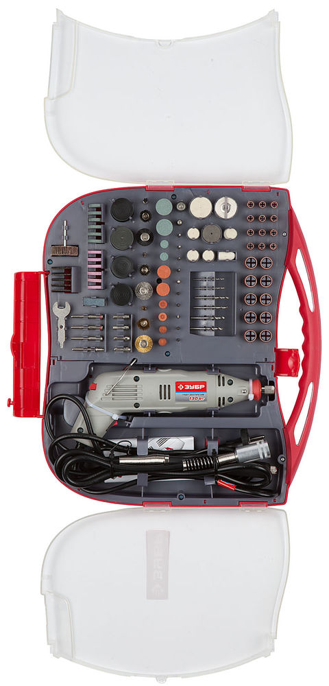 Набор мини-насадок с гравером 219 предметов, 130 Вт ЗУБР ЗГ-130ЭК H219