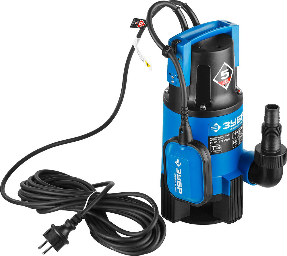 Насос дренажный для грязной воды 550 Вт ЗУБР Профессионал НПГ-Т3-550