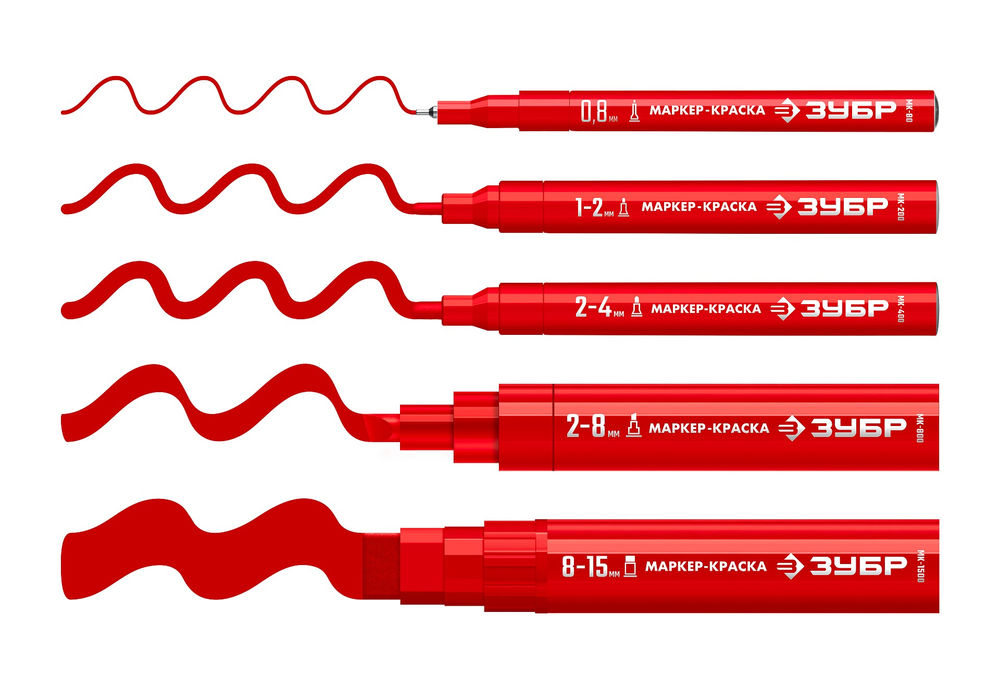 Маркер-краска клиновидный МК-800 красный, 2-8 мм ЗУБР 06327-3