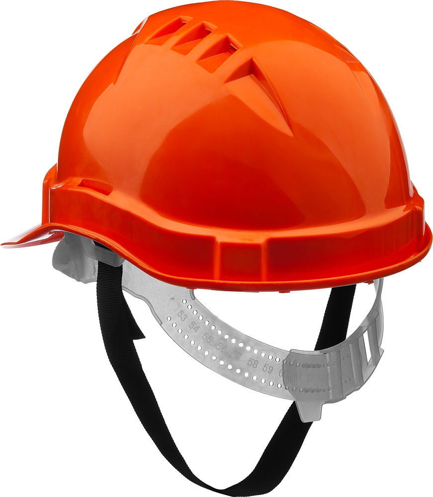 Каска защитная, оранжевая, реечный механизм, универсальное крепление для наушников и щитков ЗУБР 11090_z01