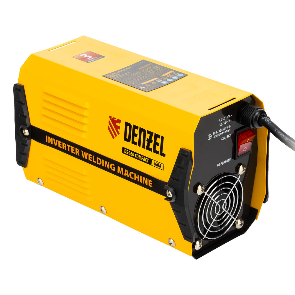 Аппарат инверторный дуговой сварки DS-160 Compact, 160 А, ПВ 70%, диаметр электрода 1.6-3.2 мм Denzel (94371)
