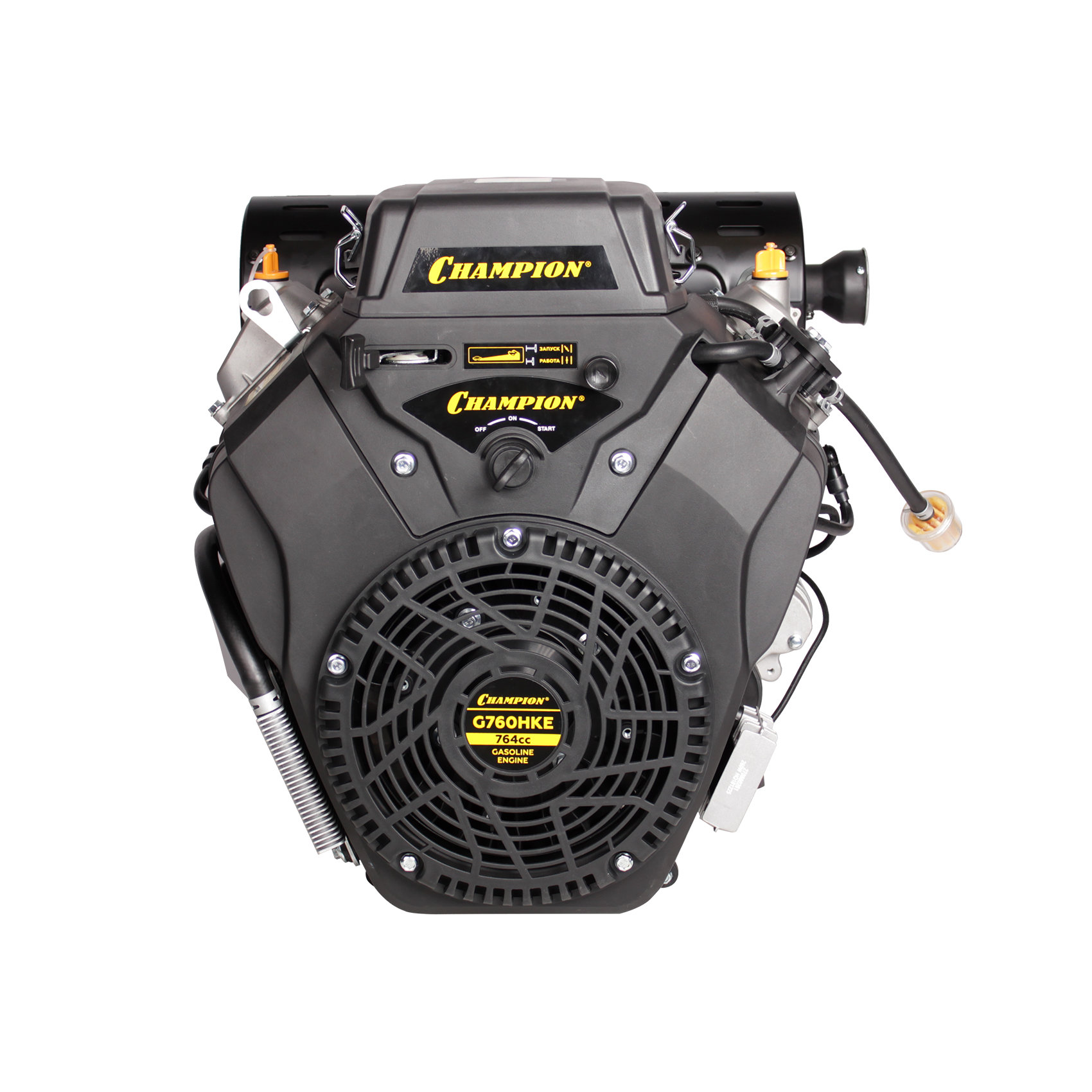 Двигатель 24лс/18кВт 764см? 25мм 48,5кг шпонка эл.стартер выход 12В/260Вт CHAMPION G760HKE