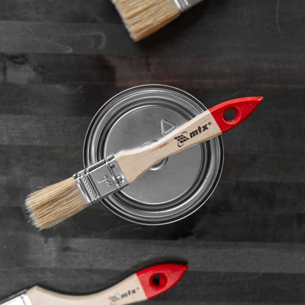 Кисть плоская Стандарт 1 (25 мм) натуральная щетина, деревянная ручка MTX (82520)