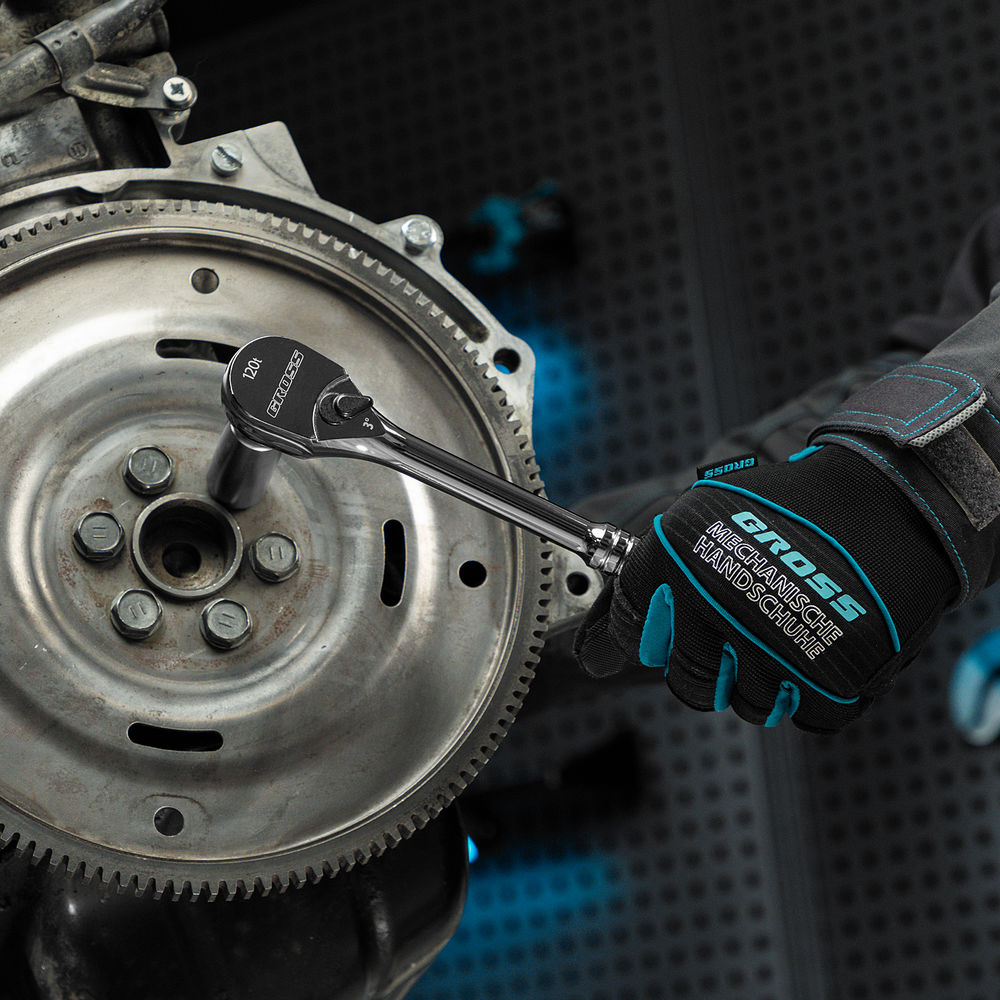 Ключ-трещотка 1/2, CrV, 120 зубьев, цельнометаллический, хром Gross