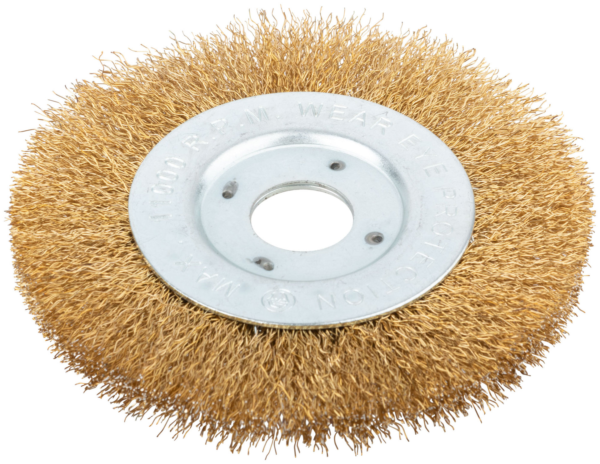 Корщетка-колесо, посадочный диаметр 22,2 мм, стальная латунированная волнистая проволока 125 мм (39065)