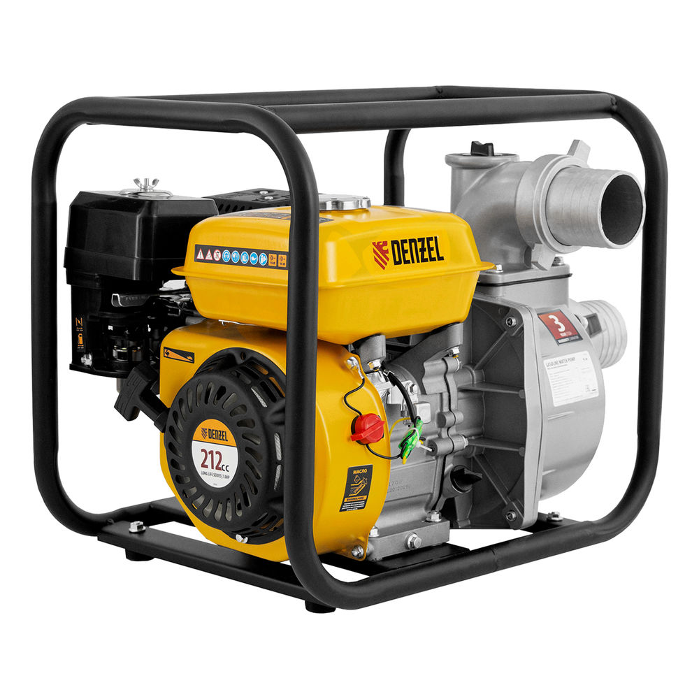 Мотопомпа бензиновая для чистой воды PX-80, 7 л.с, 3, 1000 л/мин, глубина 8 м, напор 30 м Denzel (99202)