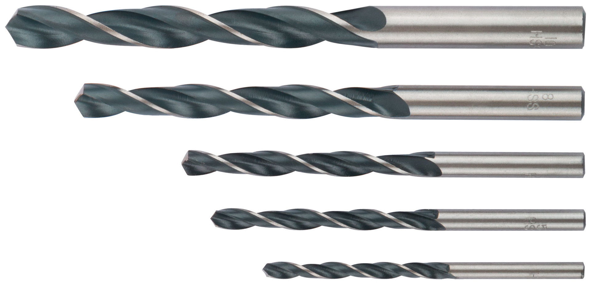 Набор сверл по металлу HSS черненых, 5 шт. (4-5-6-8-10 мм) (33852)