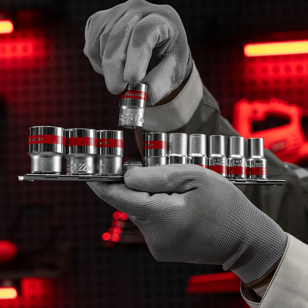 Набор торцевых головок, 1/2, 12 гранные, CrV, 10-24мм, 10 штук Matrix