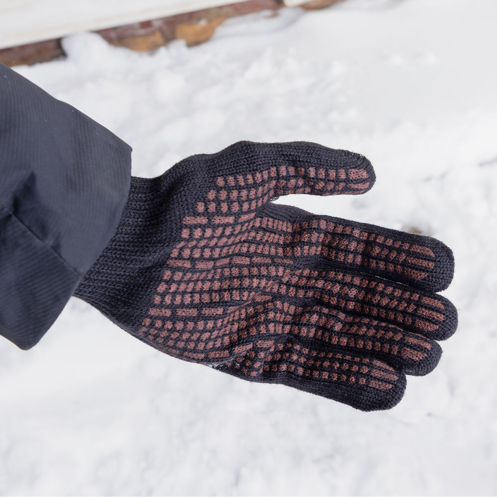 Перчатки трикотажные, акрил, ПВХ гель, Протектор, черны, оверлок Сибртех (68661)