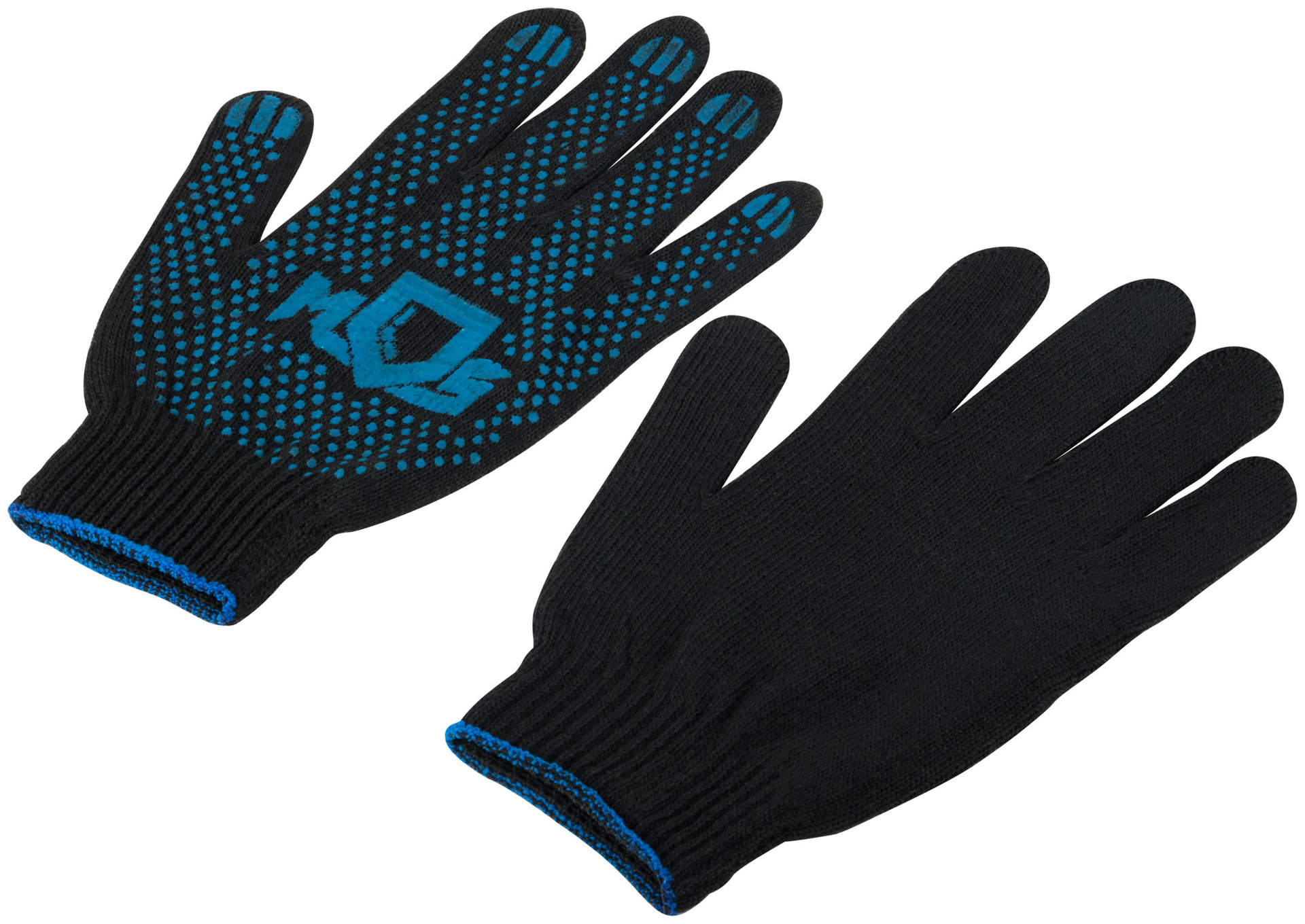 Перчатки вязаные черные х/б с ПВХ, 4 нити, 10 класс вязки (12495)