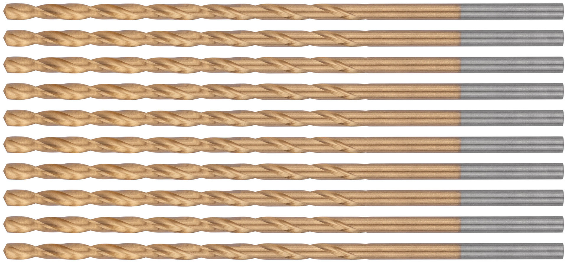 Сверла HSS по металлу, удлиненные, титановое покрытие 3,2х106 мм (10 шт.) (34232)