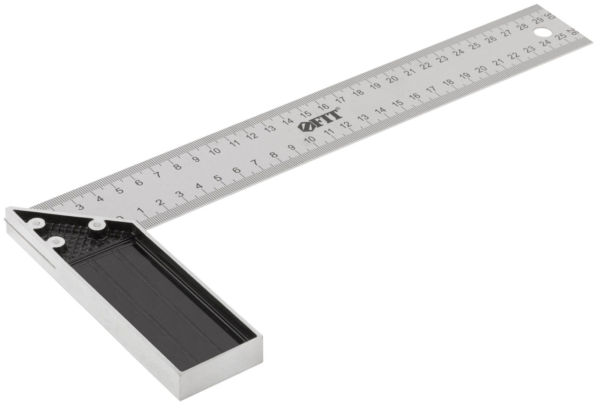 Угольник столярный, рифленая шкала, алюминиевое основание 300 мм (19462)