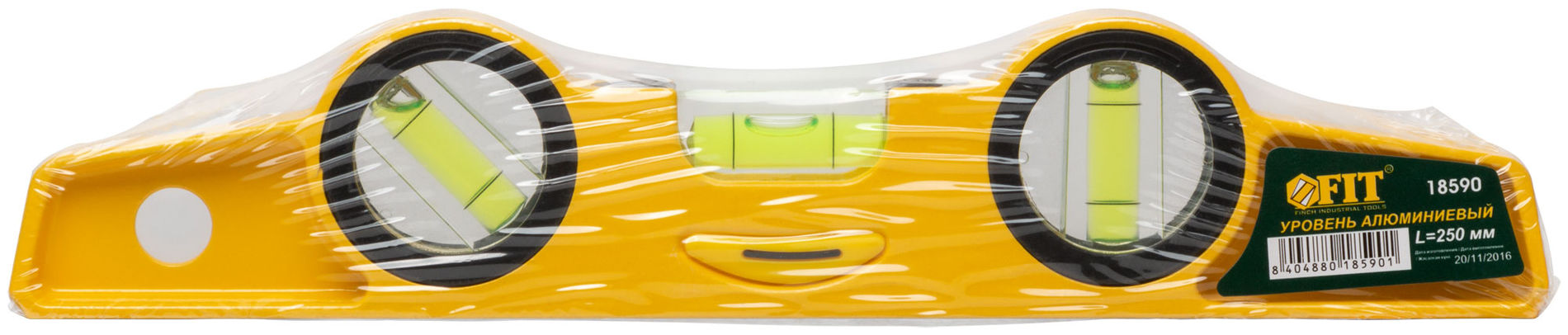 Уровень Хард мини, 3 глазка, литой усиленный профиль, фрезер.рабочая грань, магниты 250 мм (18590)