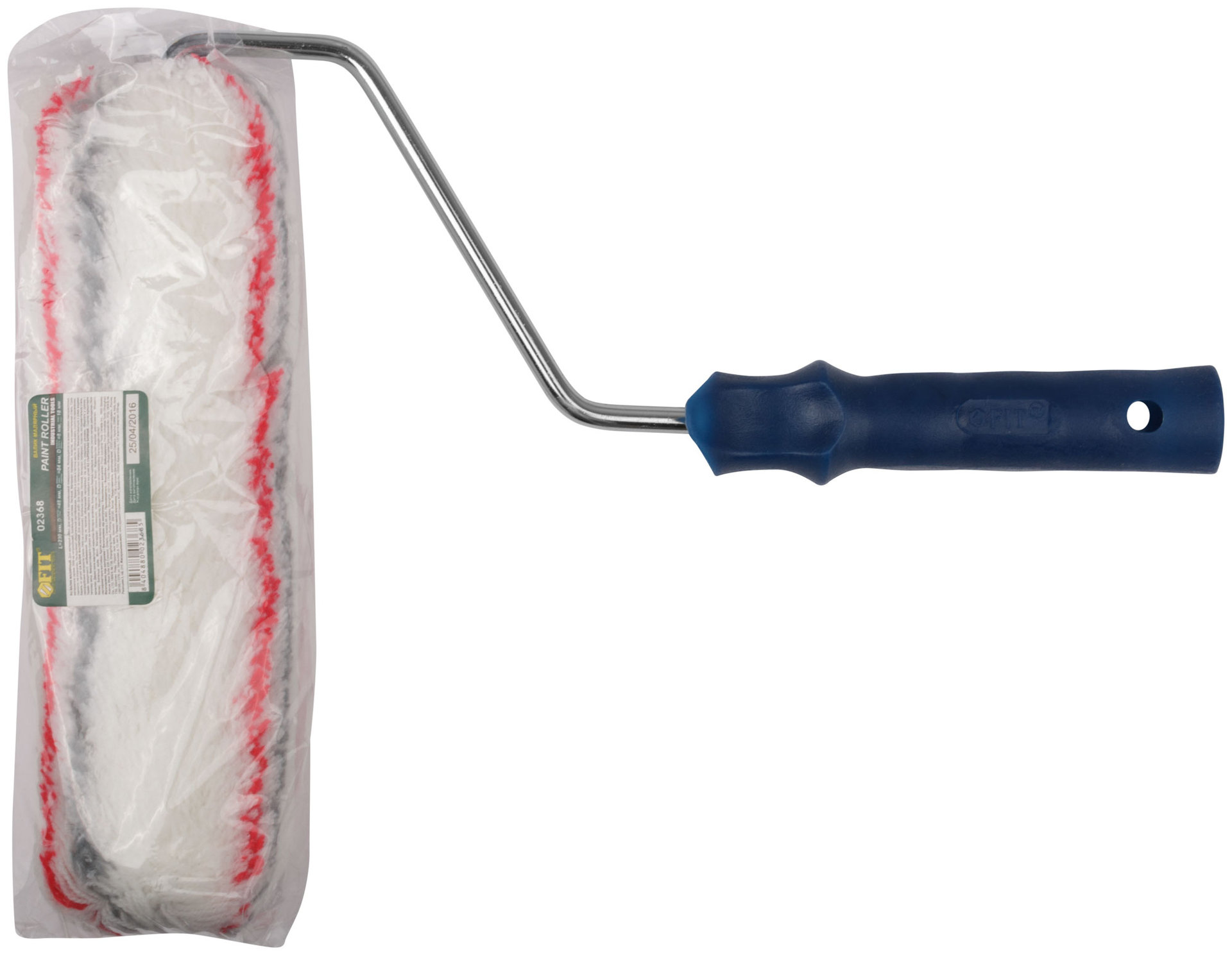 Валик полиакрил. нитяной, Профи, белый с сер. и крас.полос., бюг. 8 мм, диам. 48/84 мм, ворс 18 мм, 230 мм (02368)