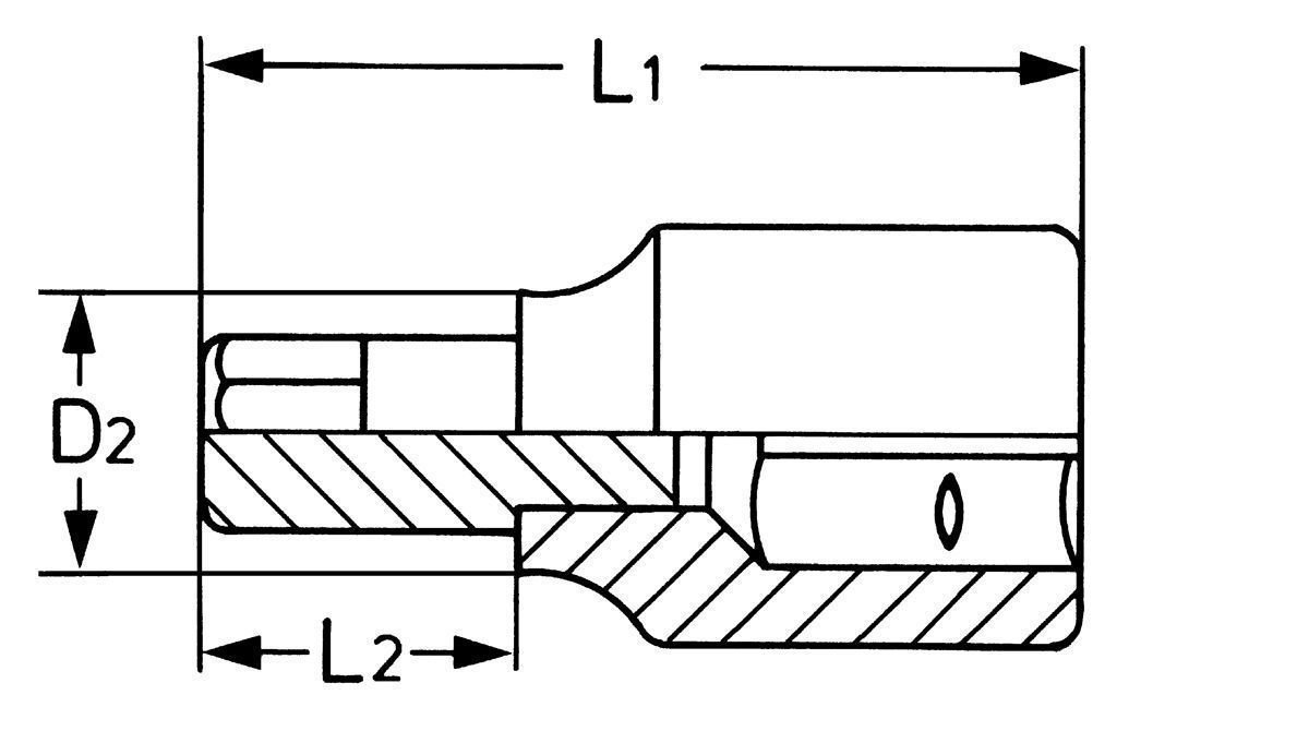 50825-30 Головка торцевая с вставкой-битой с плоским шлицем, 1/4, SL 0.9 x 5.5 x 36 мм (HE-50825300483)