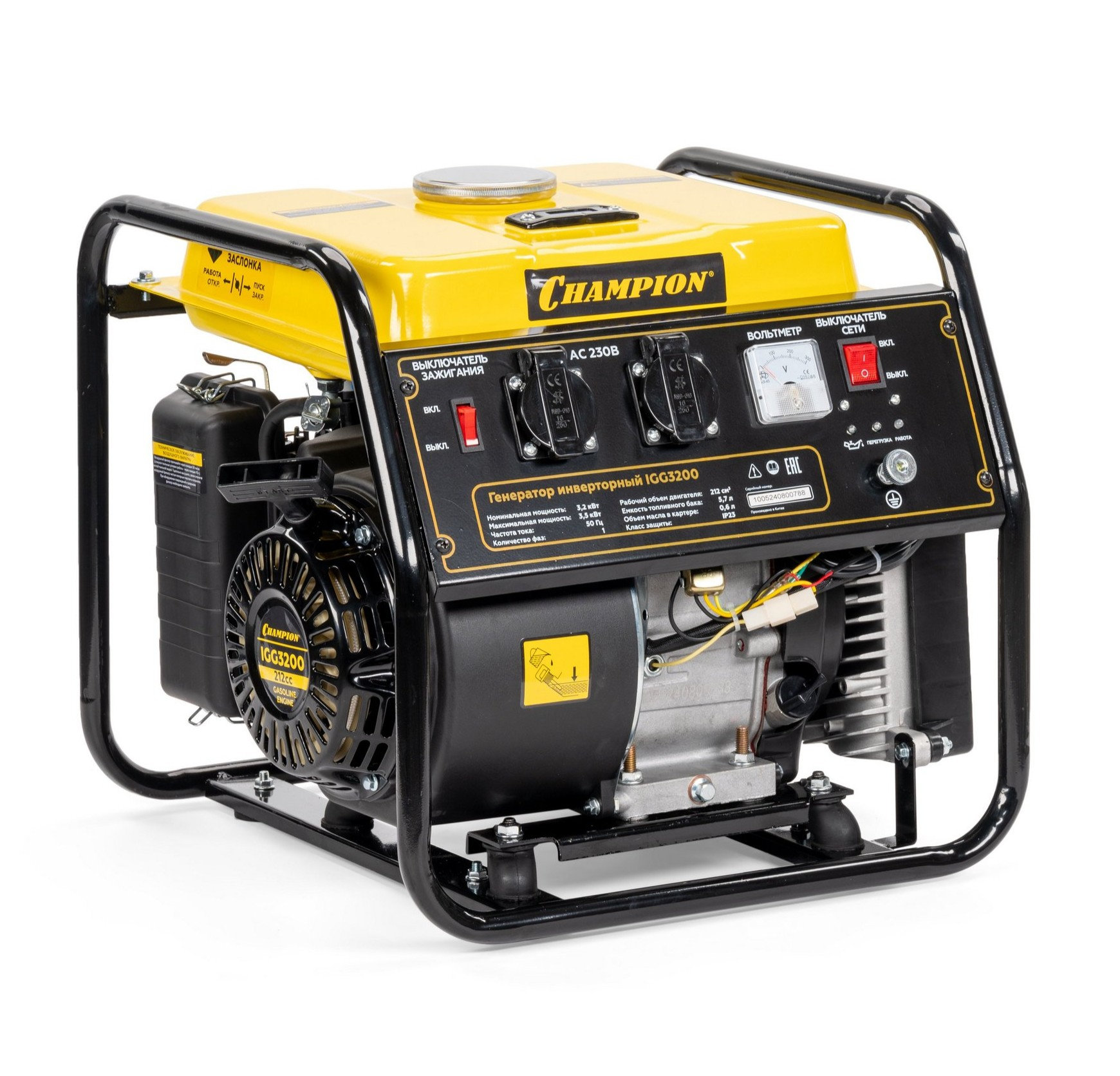 Генератор CHAMPION IGG3200 (3,2/3,5кВт 7лс 5,7л 26кг) (IGG3200)