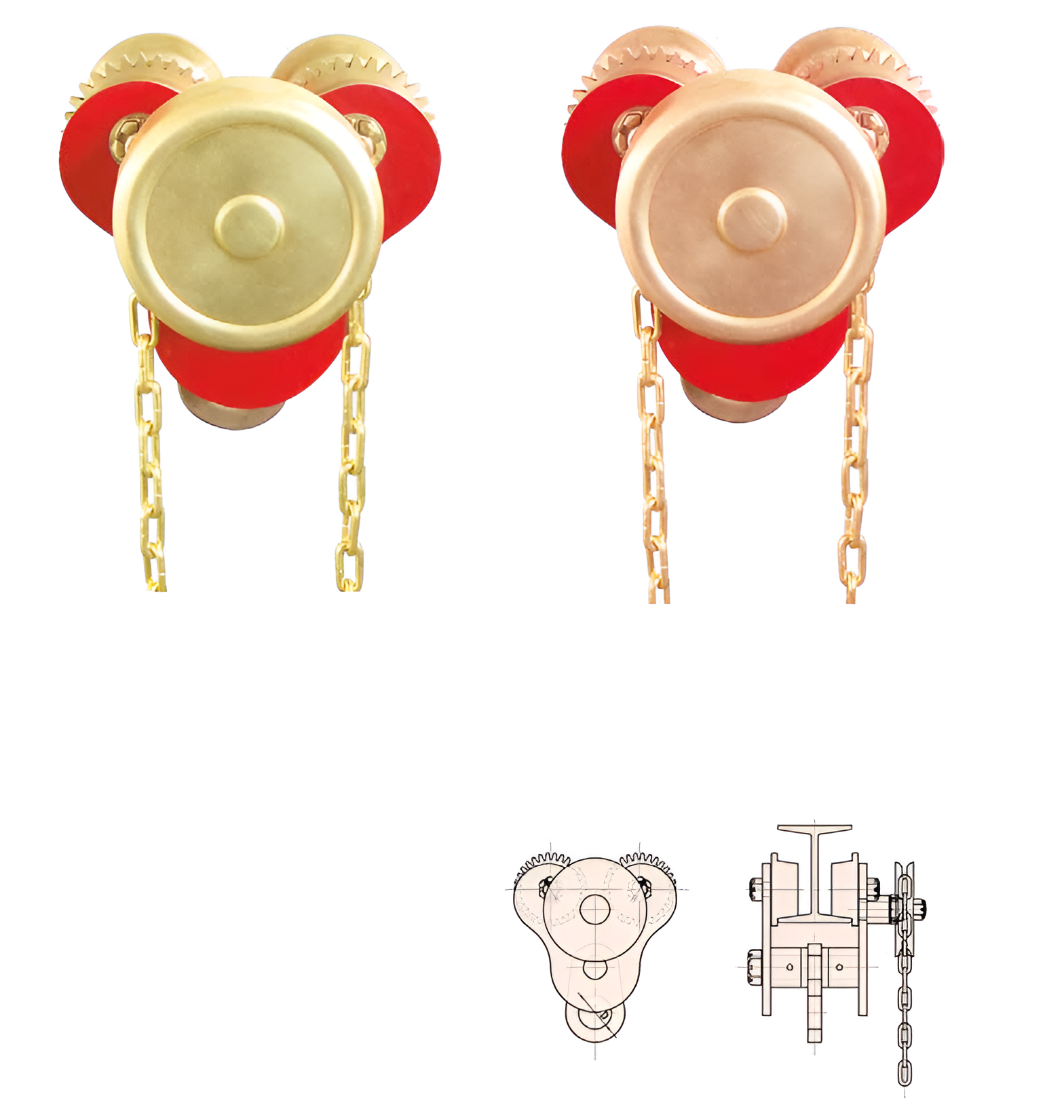 Каретка для тали с тяговой цепью (2т) искробезопасная, сплав BeCu 307B-1006, HORTZ