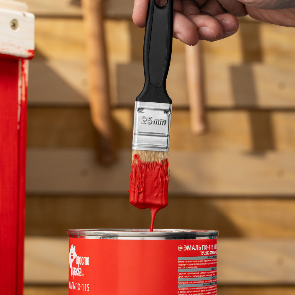 Кисть флейцевая Стандарт, 25 х 6 мм, натуральная щетина, пластиковая ручка Сибртех (82502)