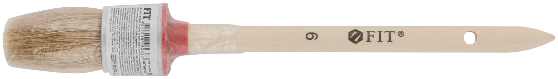 Кисть круглая, натуральная светлая щетина №6 ( 30 мм) (01304)