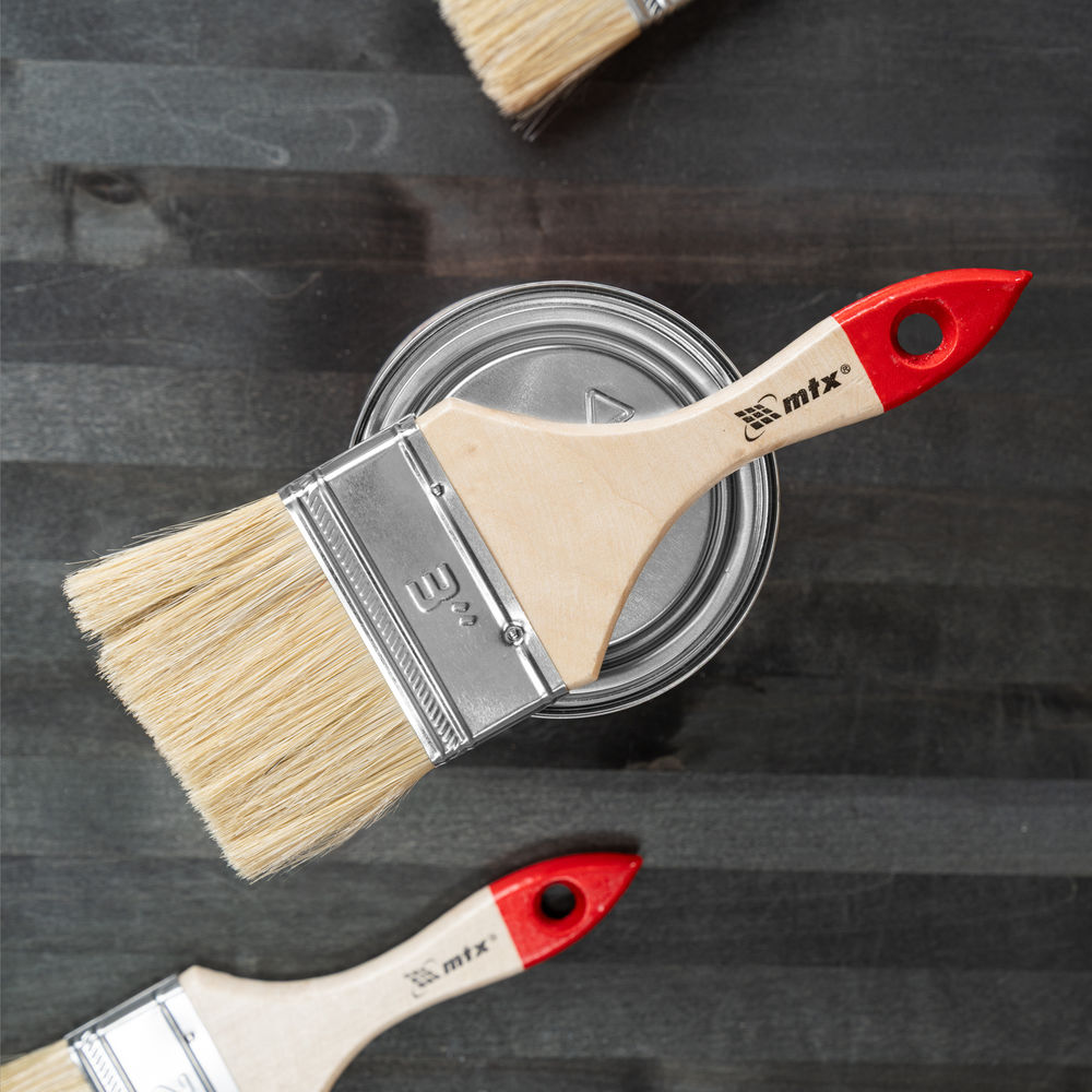 Кисть плоская Стандарт 3 (75 мм) натуральная щетина, деревянная ручка MTX (82540)