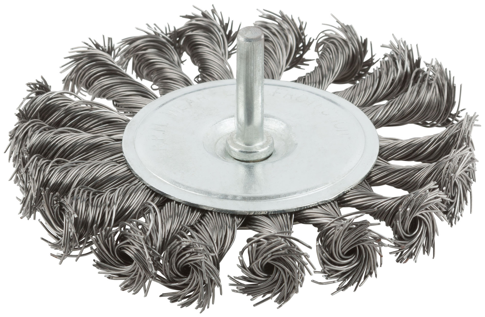 Корщетка, тип колесо, со штифтом, стальная витая проволока 100 мм (38494М)