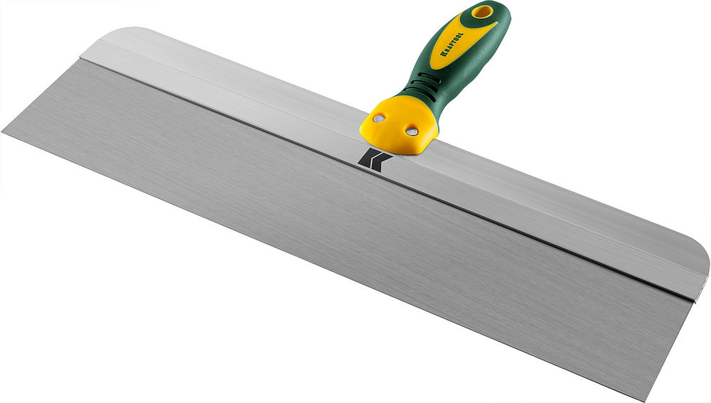 Фасадный шпатель 450 мм, широкое полотно, алюминиевая направляющая, двухкомпонентная ручка, нержавеющий KRAFTOOL 10036-450