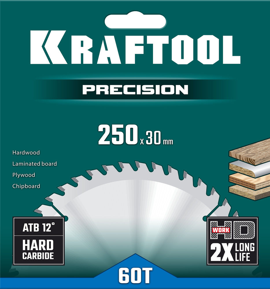 Пильный диск по дереву Precision, 250 х 30 мм, 60Т KRAFTOOL 36952-250-30